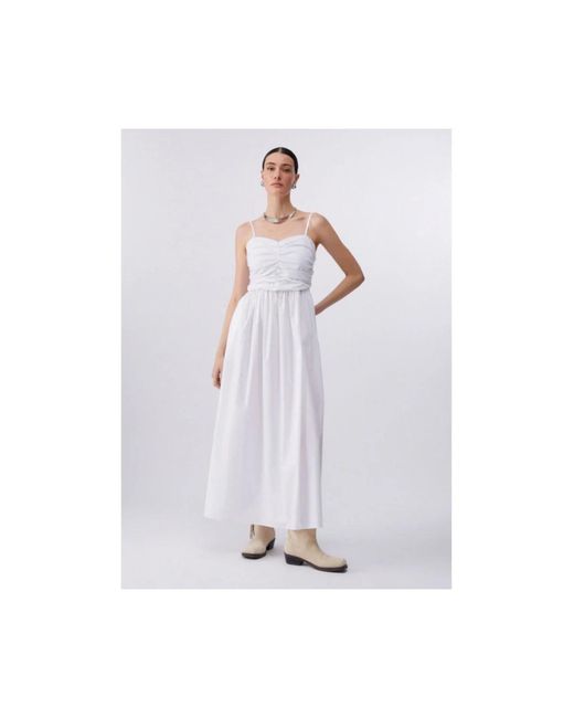 Liu Jo Kleedjes ,Wit ,Katoen Lange Poplin Jurk in het White