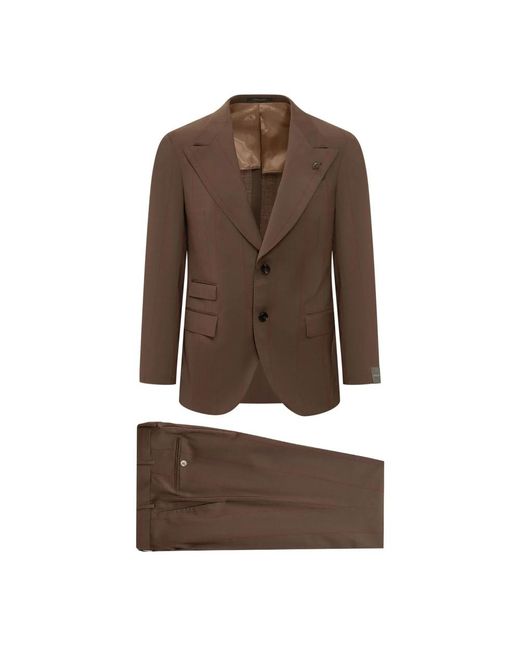Gabriele Pasini Brown Single Breasted Suits for men