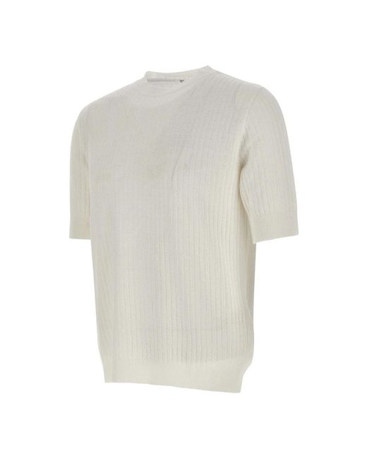 Lardini Weißes leinen baumwoll t-shirt gerippte textur in Gray für Herren