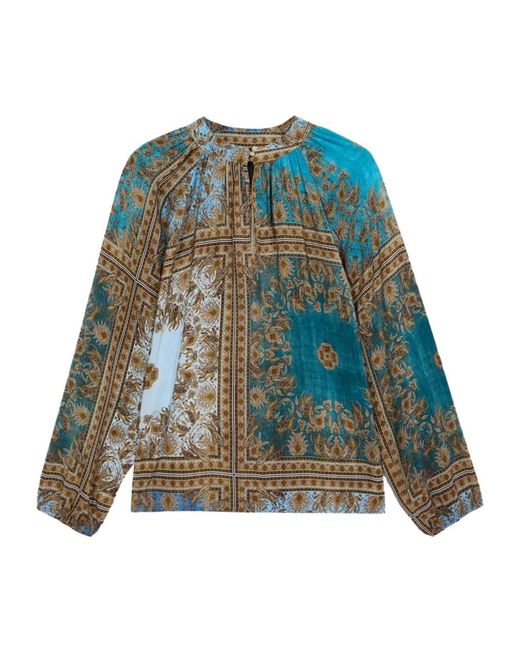 Oltre Gestructureerde Viscose Blouse in het Blue