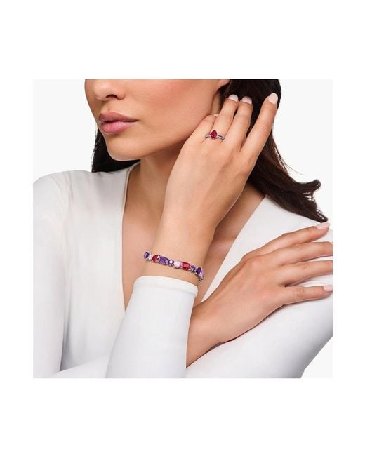 Thomas Sabo Accessoires ,Veelkleurig ,Heritage Glam Tennis Armband in het Purple