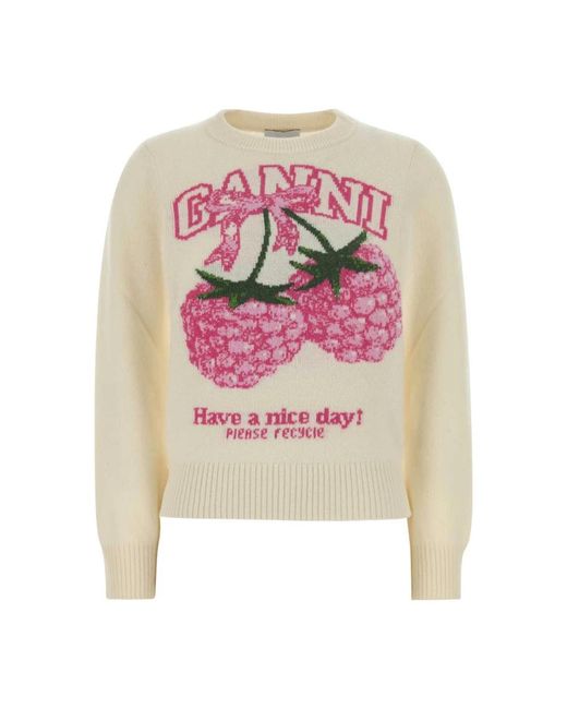 Ganni Pink Round-Neck Knitwear