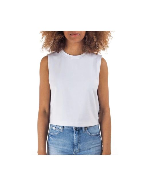 Calvin Klein Blue Sleeveless Tops