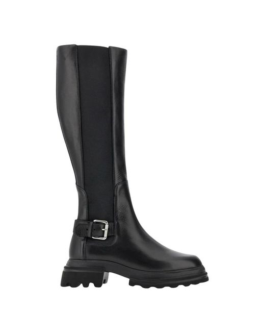 Hogan Black Knee-High Elastic Boot