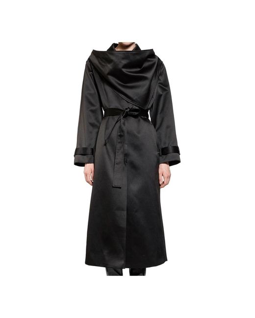 THE GARMENT Black Schwarzer Trenchcoat Mit Drapiertem Panel