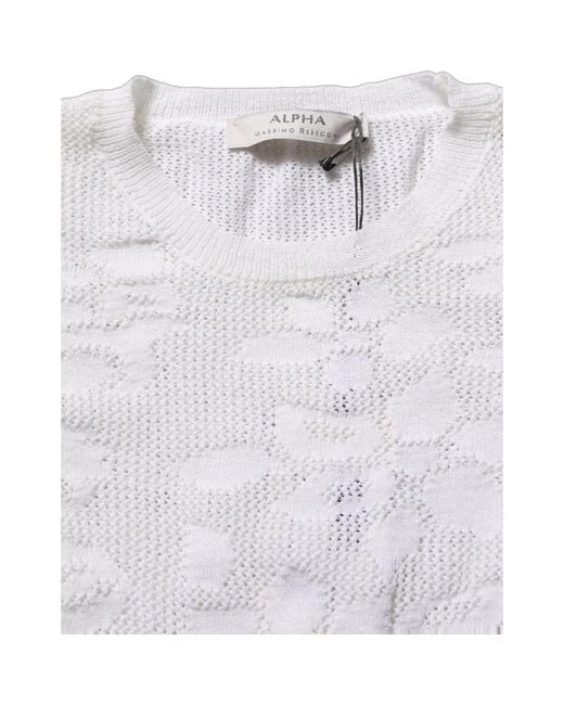 Alpha Studio White Round-Neck Knitwear