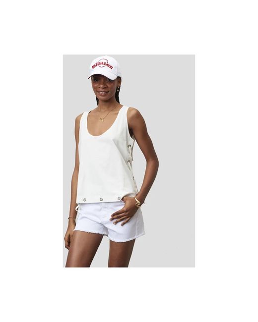 Blauer Sleeveless Top in het White