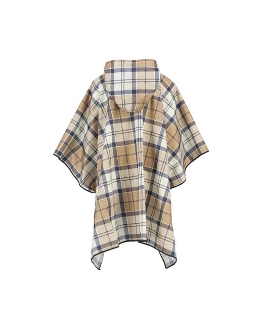 Barbour Metallic Beiger Regenponcho Mit Tartanmuster