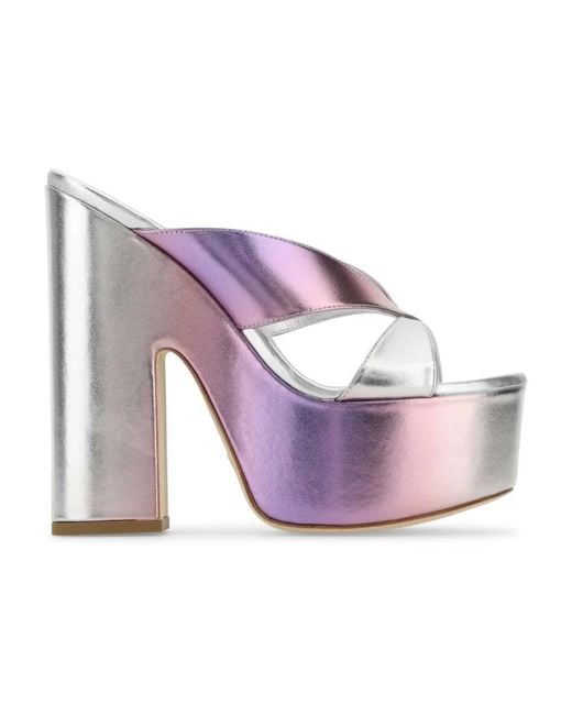 Stuart Weitzman Purple Mehrfarbige Leder Miami SoHigh 145 Maultiere