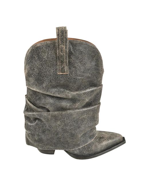 R13 Gray Cowboy & Biker Boots