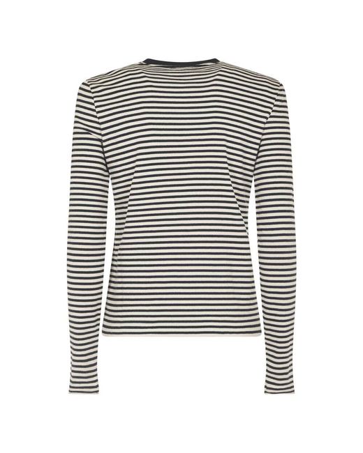 Anine Bing White Gestreiftes Langarmshirt
