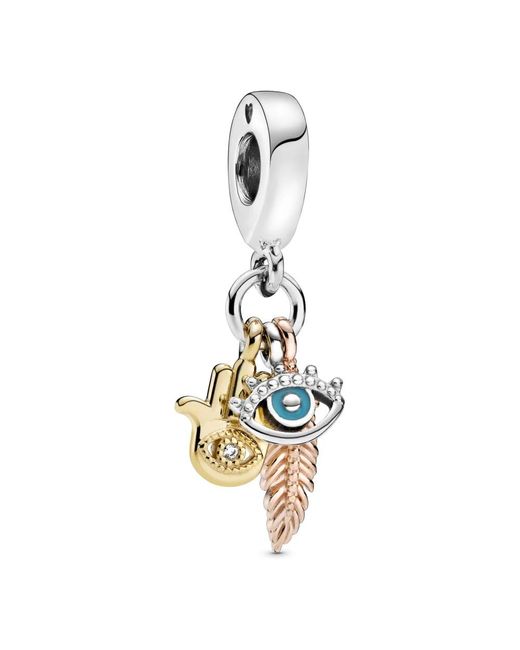 Pandora Metallic Hamsa, Allsehendes Auge Feder Spiritueller Anhänger Charm