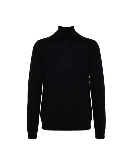 Roberto Collina Truien & Vesten ,Blauw ,Wol Lichtgewicht Extra Fijne Wollen Coltrui in het Black voor heren