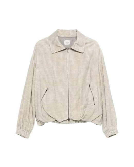 Alysi Jassen ,Grijs ,Katoen Corduroy Zip Jacket in het Natural