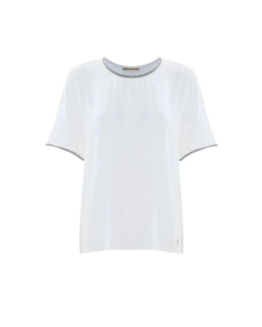 Kocca Overhemden ,Wit ,Klassieke Viscose Blouse Met Glanzende Details in het White