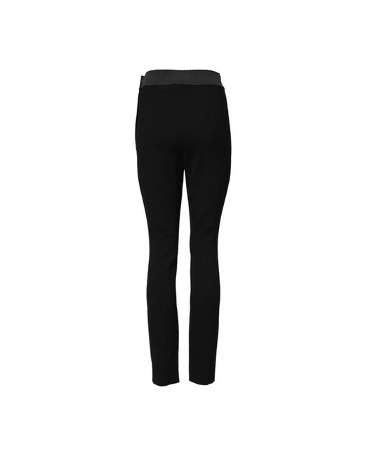 Dolce & Gabbana Black Luxuriöse Wolle Stretch Leggings Hose