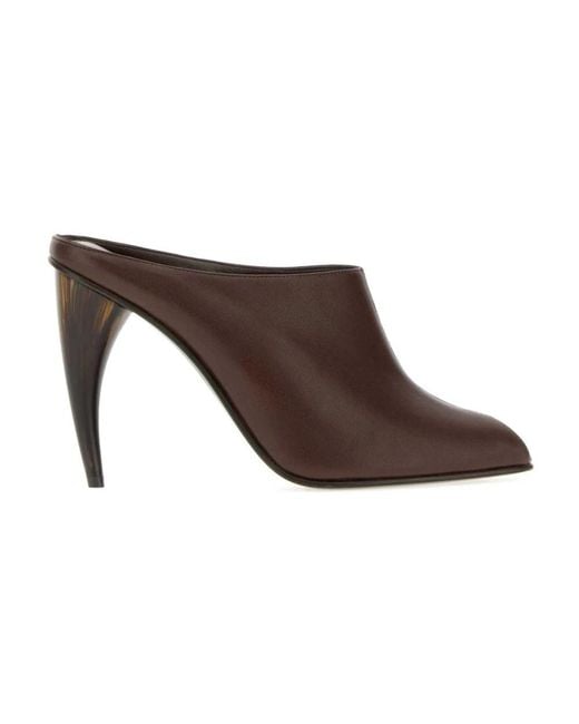 McQueen Brown Heeled Mules