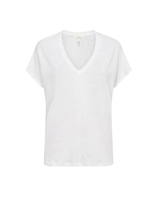 Part Two Tops ,Wit ,Linnen Heldere Witte T-Shirt Met V-Hals in het White