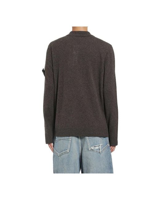 Stone Island Black Round-Neck Knitwear for men