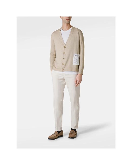Amaranto Truien & Vesten ,Katoen Katoen V-Hals Cardigan Sweater in het Natural voor heren