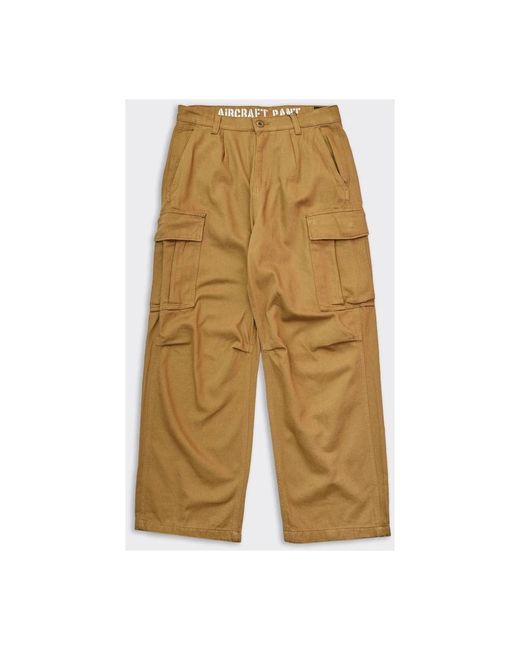 Alpha Industries Yellow Straight Trousers for men
