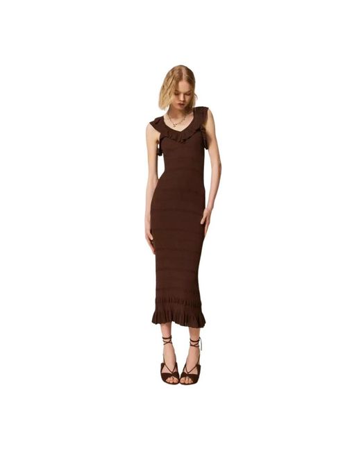 Twinset Brown Knitted Dresses
