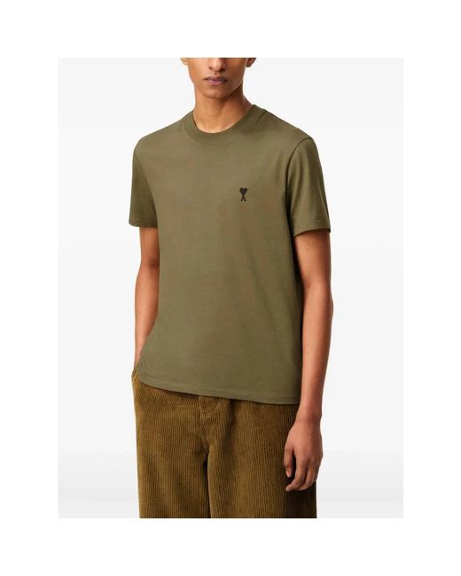 AMI Tops ,Groen ,Katoen Contrasted De Cœur T-Shirt in het Green voor heren
