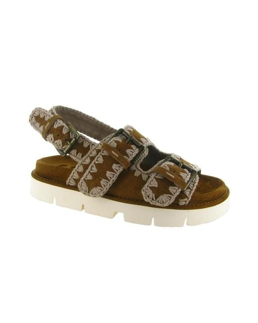 Mou Brown Flat Sandals
