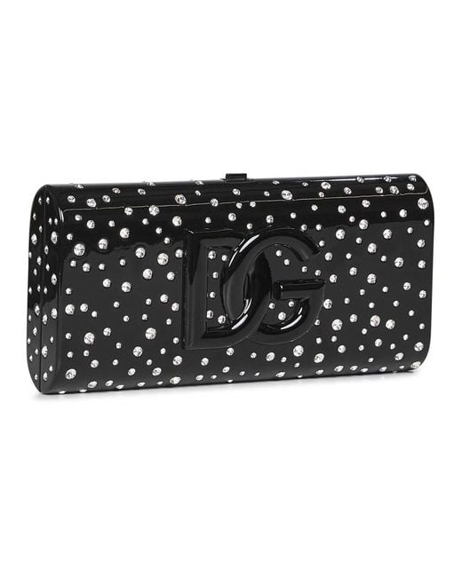 Dolce & Gabbana Zwarte Strass-Verfraaide Acryl Tas in het Black