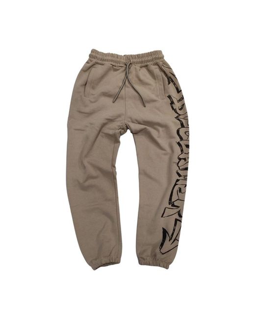 DISCLAIMER Broeken ,Katoen Bruine Joggingbroek Met Zijlogo Urban Comfort in het Natural voor heren