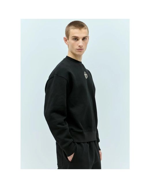 Moncler Baumwoll-fleece-logo-applikationssweatshirt in Black für Herren