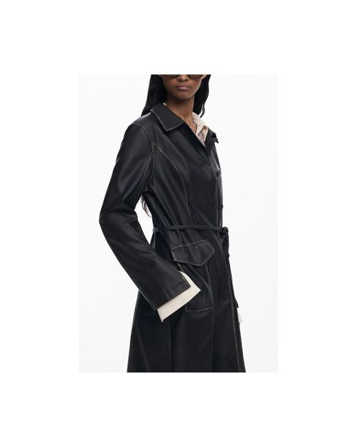 Desigual Black Polyethylene Coat