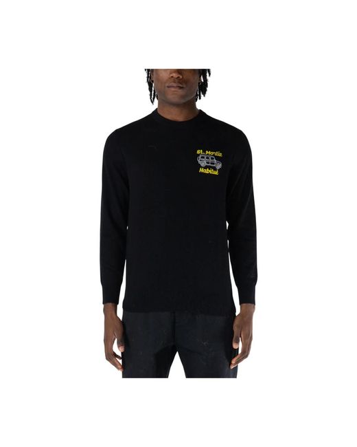 Mc2 Saint Barth Blaue crewneck sweater mit frontlogo in Black für Herren