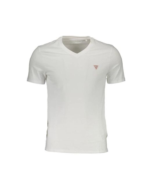 Guess Weißes Baumwoll V-Ausschnitt Herren T-Shirt in Gray für Herren