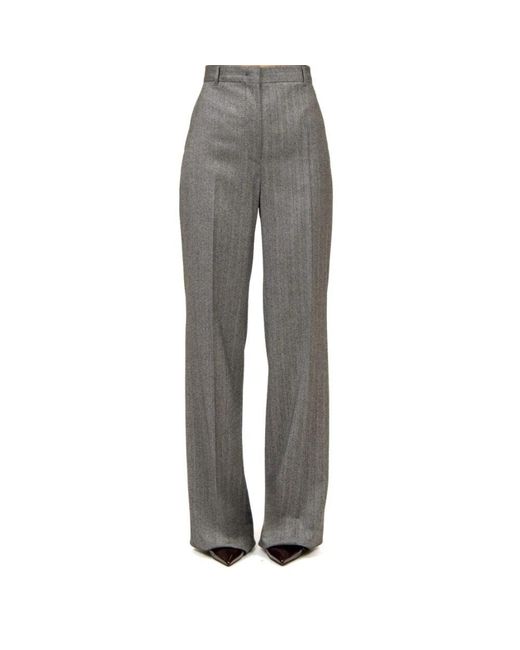 Max Mara Gray Wollkarierte hose mit hoher taille
