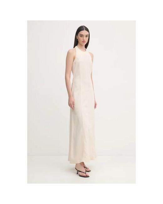 GAUDI Kleedjes ,Linnen Halter Maxi Jurk in het Natural