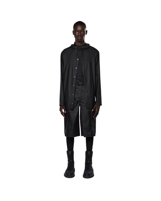 Rains Jassen ,Zwart ,Polyester Waterdichte Jas Met Drukknoopsluiting in het Black voor heren