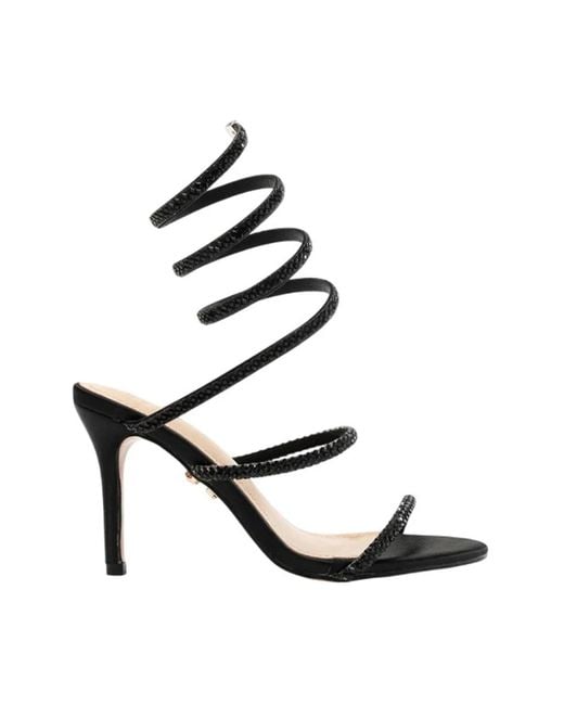 TWENTYFOUR Black Silberne Spiral High Heel Sandalen