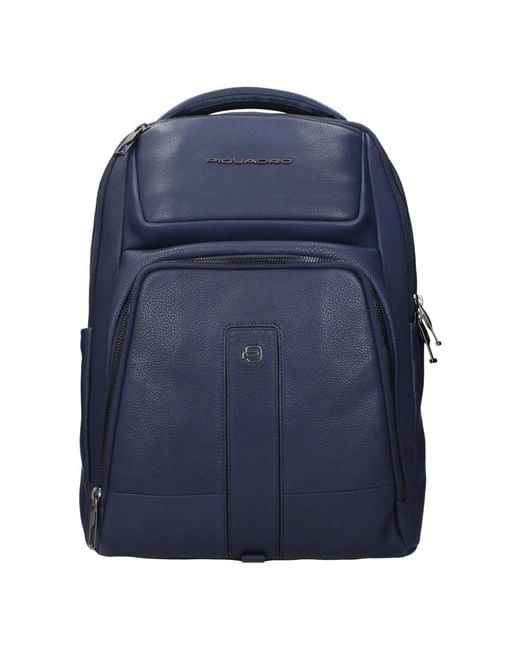 Piquadro Blauer Leder Rucksack Mit Logo in Blue für Herren