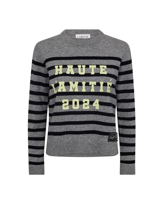 Haute L'Amitié Gray Round-Neck Knitwear