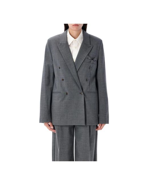 THE GARMENT Gray Grauer Melange Doppelreihiger Grand Blazer