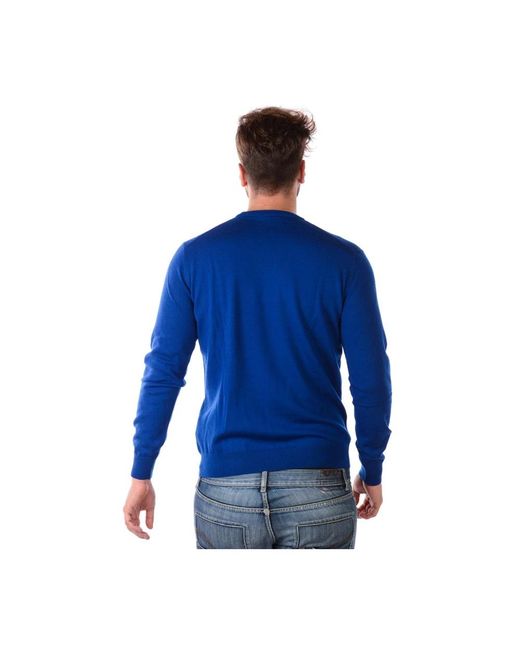 Emporio Armani Blue Round-Neck Knitwear for men
