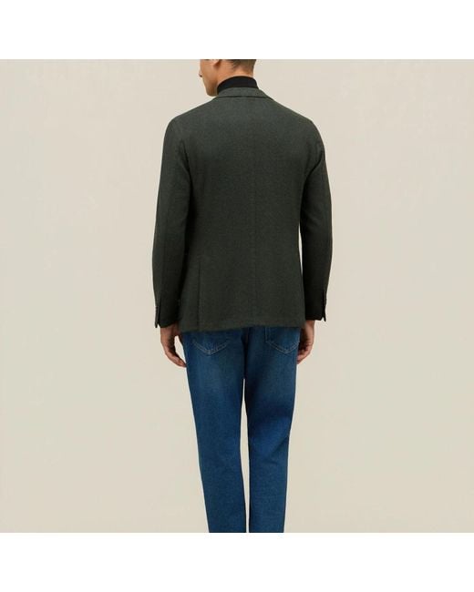 Boglioli Garment Dyed Wool Herringbone K-Jacket in Black für Herren