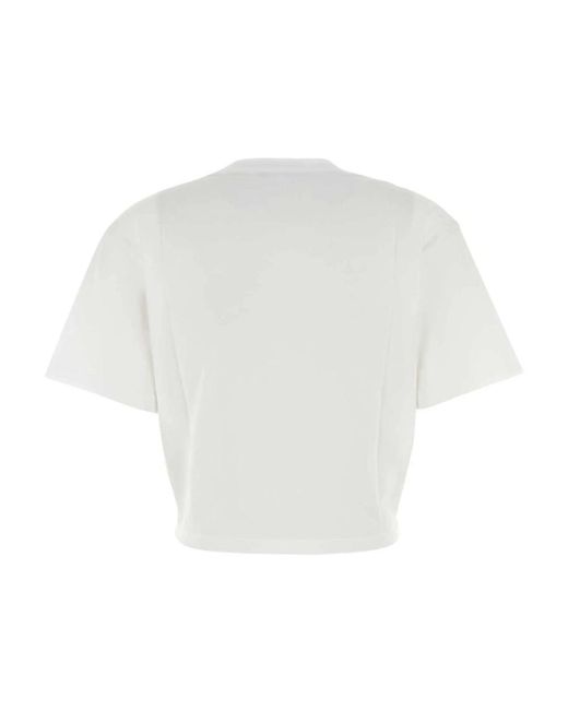Versace Tops ,Wit ,Katoen Cropped T-Shirt Met Veiligheidsspeld Design in het White