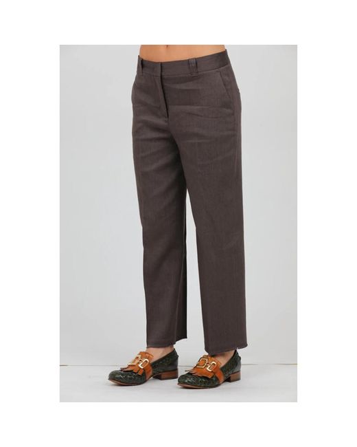 Via Masini 80 Gray Straight Trousers
