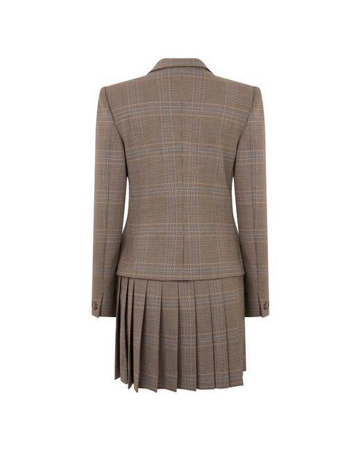 Moschino Elegante Jas Met Geplooide Rok in het Brown