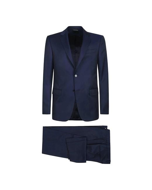 Single Breasted Suits Zegna de hombre de color Blue
