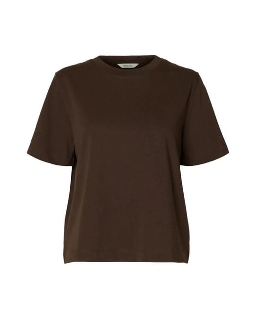 SELECTED Essential Ss Boxy Tee in het Brown