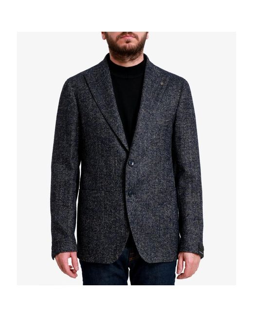 Tagliatore Herringbone Blazer in het Blue voor heren