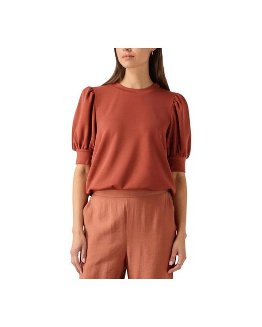 Minus Overhemden ,Oranje ,Livana T-Shirt in het Red